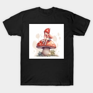 Mushroom Pixie Sitting On A Red Mushroom T-Shirt